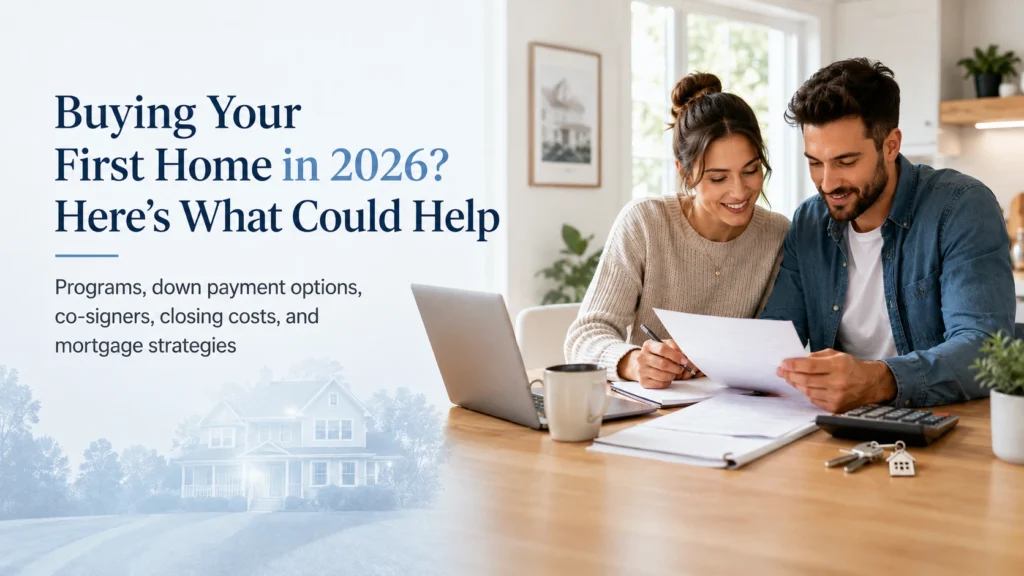 mortgage documents with a real estate agent, representing a guide on how to get pre approved for a mortgage in 2026 today for home buyers.