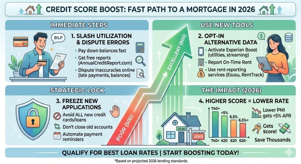 Improve credit score fast for mortgage 2026 with simple tips for better home loan rates and approval.
