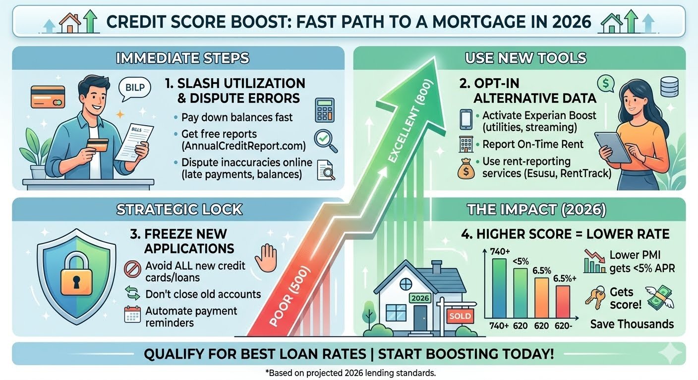 Improve credit score fast for mortgage 2026 with simple tips for better home loan rates and approval.