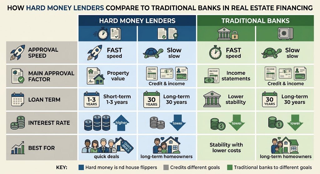 Hard Money Lenders comparison of real estate financing options