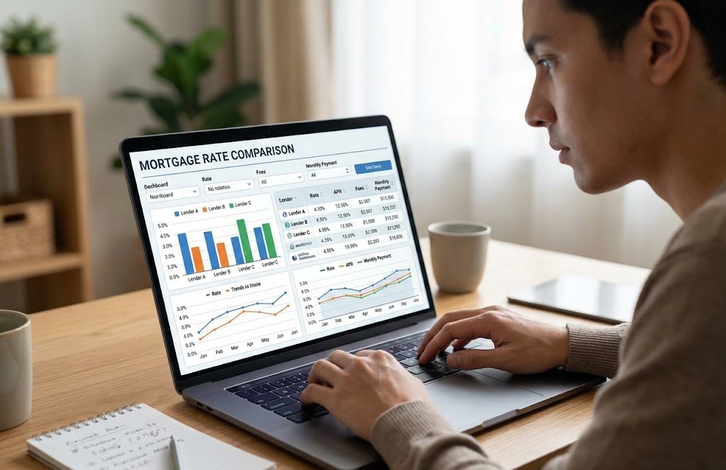 Online Mortgage Lenders comparing mortgage rates and loan options online